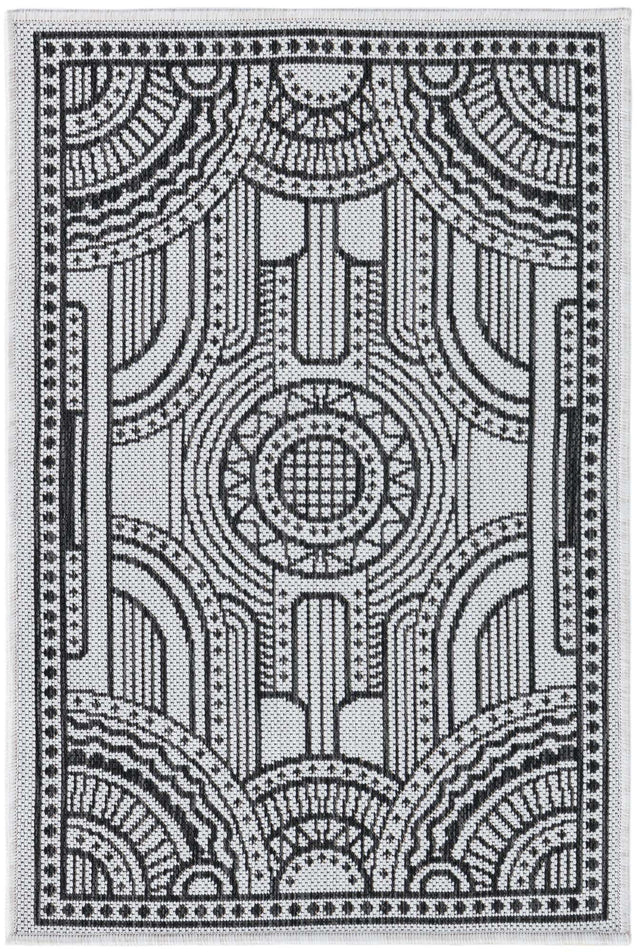 White and Black 2' x 3' 1 Outdoor Traditional Rectangle Area Rug Weather Resistant for Patio, Deck, Terrace, Balcony, Porch Classical Design Outside Carpet for Sale at Rug Engine