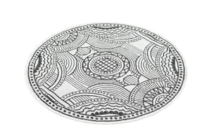 White and Black 3' 1 x 3' 1 Outdoor Traditional Round Area Rug Weather Resistant for Patio, Deck, Terrace, Balcony, Porch Classical Design Outside Carpet for Sale at Rug Engine
