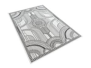 White and Black 4' 1 x 6' 1 Outdoor Traditional Rectangle Area Rug Weather Resistant for Patio, Deck, Terrace, Balcony, Porch Classical Design Outside Carpet for Sale at Rug Engine