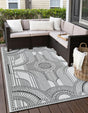White and Black 5' 3 x 8' Outdoor Traditional Rectangle Area Rug Weather Resistant for Patio, Deck, Terrace, Balcony, Porch Classical Design Outside Carpet for Sale at Rug Engine