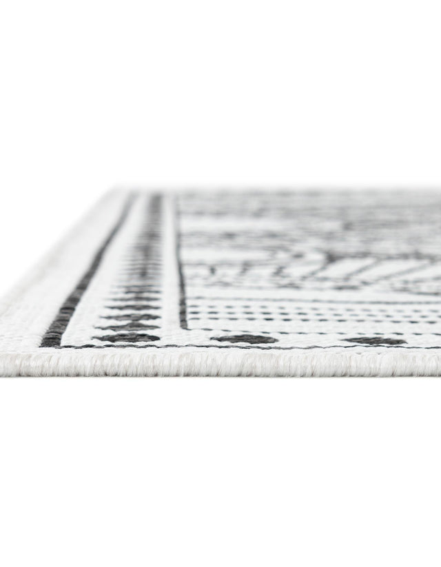 White and Black 4' 1 x 6' 1 Outdoor Traditional Rectangle Area Rug Weather Resistant for Patio, Deck, Terrace, Balcony, Porch Classical Design Outside Carpet for Sale at Rug Engine