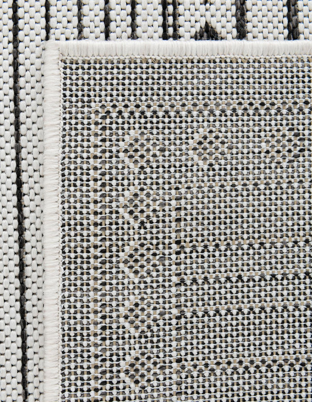 White and Black 4' 1 x 6' 1 Outdoor Traditional Rectangle Area Rug Weather Resistant for Patio, Deck, Terrace, Balcony, Porch Classical Design Outside Carpet for Sale at Rug Engine