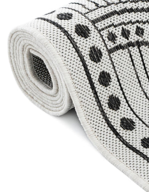 White and Black 4' 1 x 6' 1 Outdoor Traditional Rectangle Area Rug Weather Resistant for Patio, Deck, Terrace, Balcony, Porch Classical Design Outside Carpet for Sale at Rug Engine
