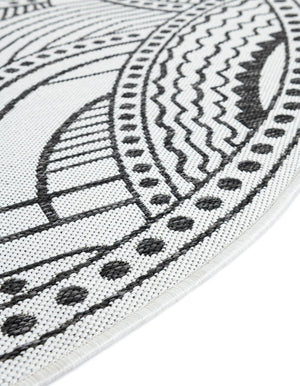 White and Black 3' 1 x 3' 1 Outdoor Traditional Round Area Rug Weather Resistant for Patio, Deck, Terrace, Balcony, Porch Classical Design Outside Carpet for Sale at Rug Engine
