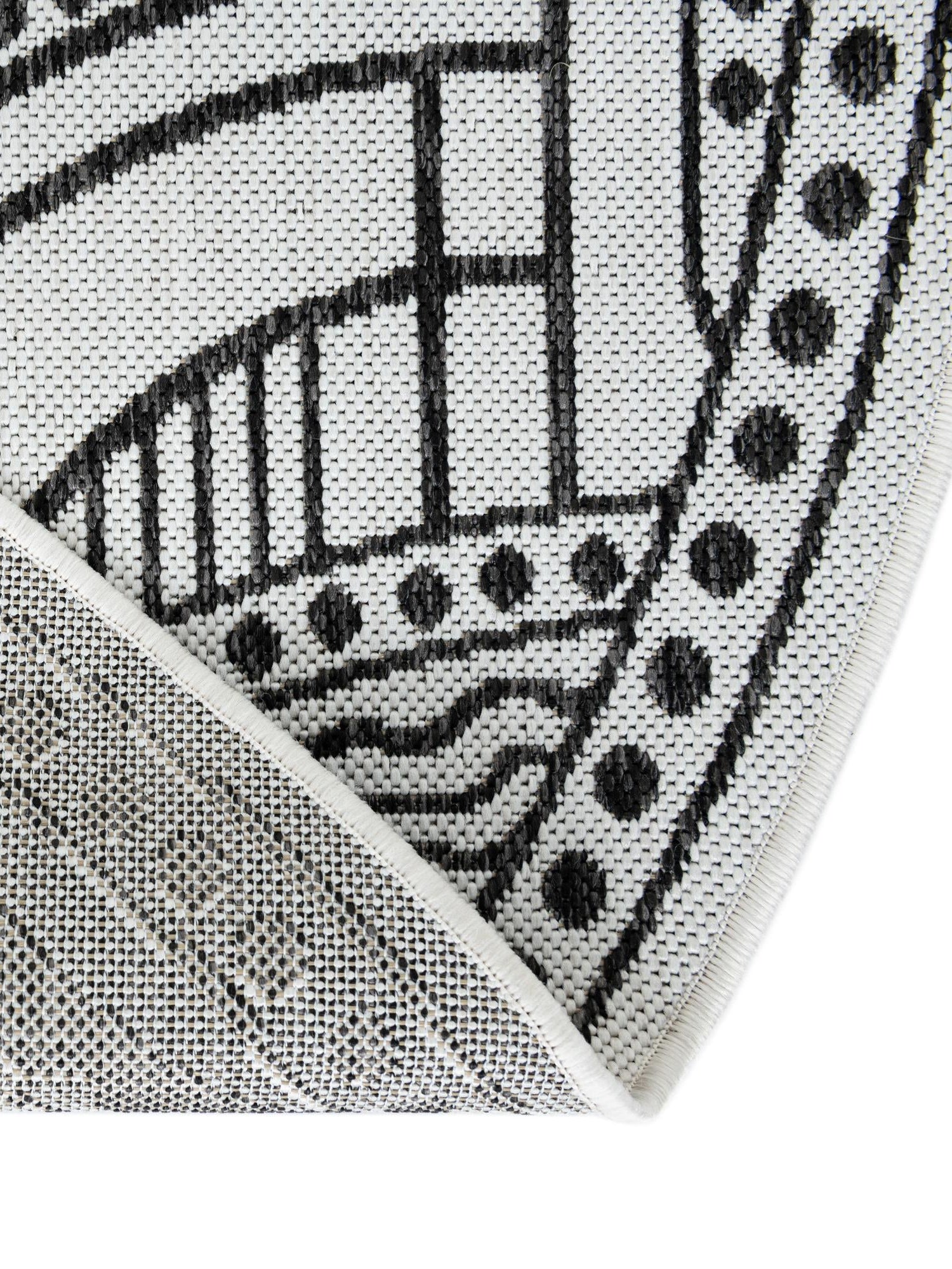White and Black 12' x 12' Outdoor Traditional Round Area Rug Weather Resistant for Patio, Deck, Terrace, Balcony, Porch Classical Design Outside Carpet for Sale at Rug Engine