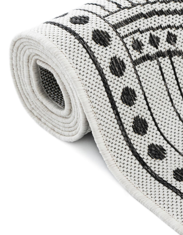White and Black 2' x 5' 3 Outdoor Traditional Runner Area Rug Weather Resistant for Patio, Deck, Terrace, Balcony, Porch Classical Design Outside Carpet for Sale at Rug Engine