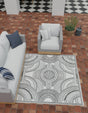 White and Black 10' x 10' Outdoor Traditional Square Area Rug Weather Resistant for Patio, Deck, Terrace, Balcony, Porch Classical Design Outside Carpet for Sale at Rug Engine