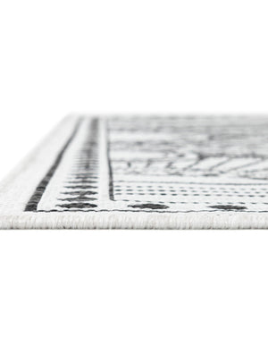 White and Black 7' 10 x 7' 10 Outdoor Traditional Square Area Rug Weather Resistant for Patio, Deck, Terrace, Balcony, Porch Classical Design Outside Carpet for Sale at Rug Engine