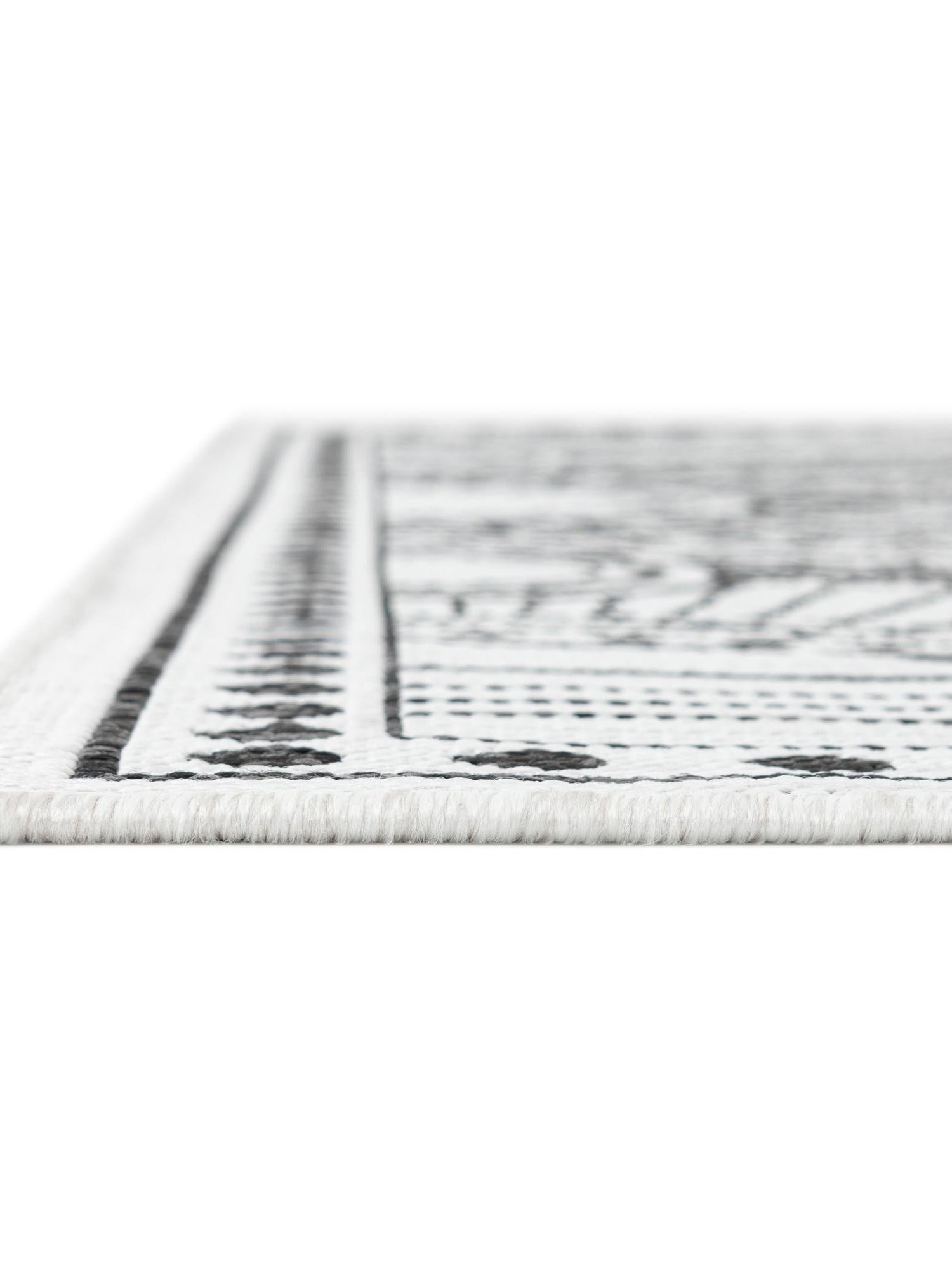 White and Black 10' x 10' Outdoor Traditional Square Area Rug Weather Resistant for Patio, Deck, Terrace, Balcony, Porch Classical Design Outside Carpet for Sale at Rug Engine