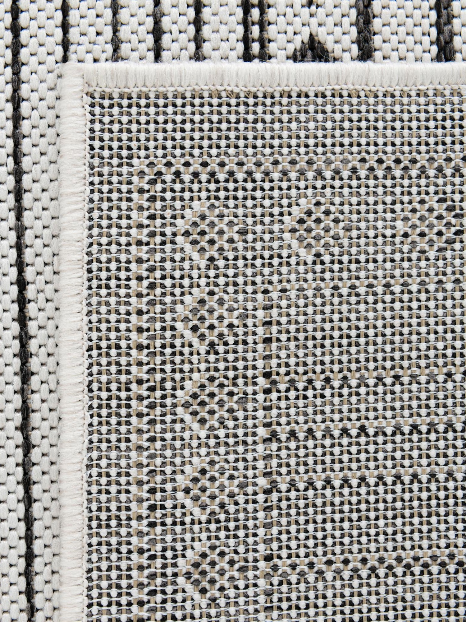 White and Black 12' x 12' Outdoor Traditional Square Area Rug Weather Resistant for Patio, Deck, Terrace, Balcony, Porch Classical Design Outside Carpet for Sale at Rug Engine