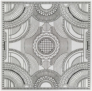 White and Black 7' 10 x 7' 10 Outdoor Traditional Square Area Rug Weather Resistant for Patio, Deck, Terrace, Balcony, Porch Classical Design Outside Carpet for Sale at Rug Engine