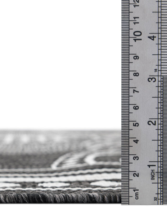 Black and White 6' 1 x 9' Outdoor Traditional Rectangle Area Rug Weather Resistant for Patio, Deck, Terrace, Balcony, Porch Classical Design Outside Carpet for Sale at Rug Engine