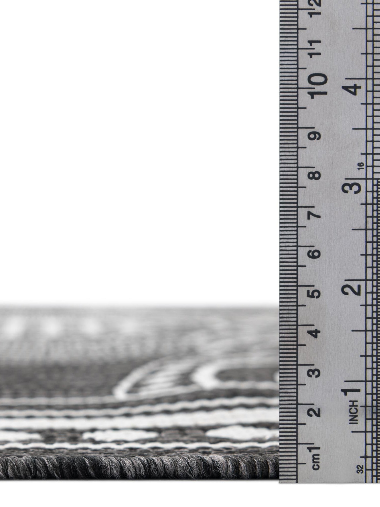 Black and White 9' x 12' Outdoor Traditional Rectangle Area Rug Weather Resistant for Patio, Deck, Terrace, Balcony, Porch Classical Design Outside Carpet for Sale at Rug Engine