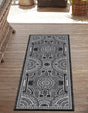 Black and White 3' x 12' Outdoor Traditional Runner Rug