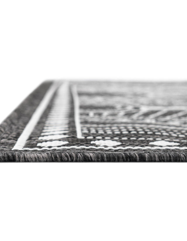 Black and White 10' x 10' Outdoor Traditional Square Area Rug Weather Resistant for Patio, Deck, Terrace, Balcony, Porch Classical Design Outside Carpet for Sale at Rug Engine