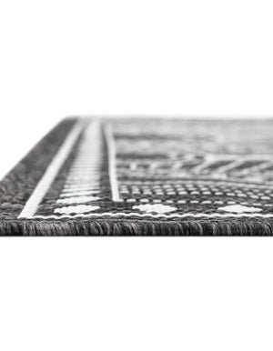 Black and White 7' 10 x 7' 10 Outdoor Traditional Square Area Rug Weather Resistant for Patio, Deck, Terrace, Balcony, Porch Classical Design Outside Carpet for Sale at Rug Engine