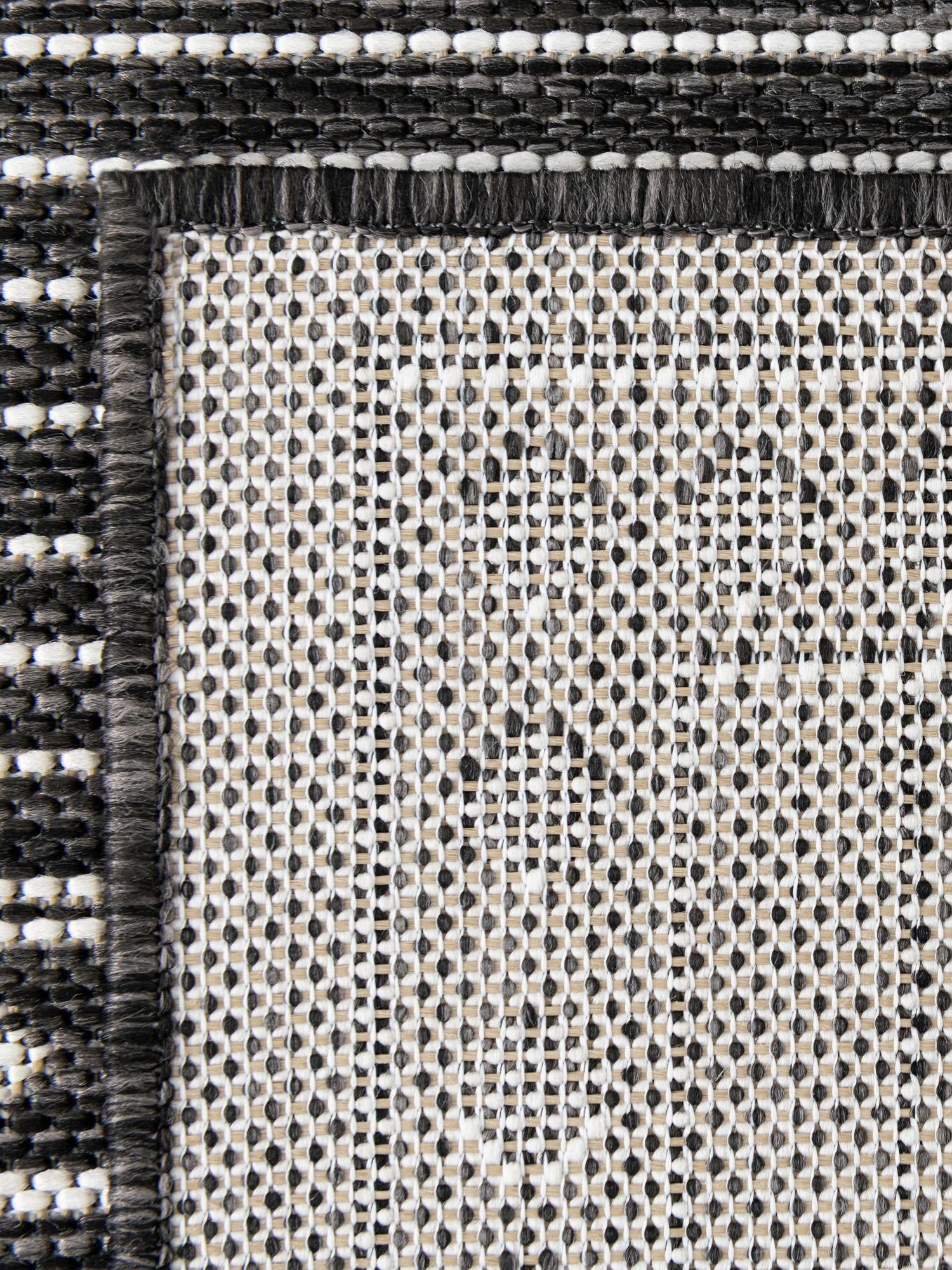 Black and White 7' 10 x 7' 10 Outdoor Traditional Square Area Rug Weather Resistant for Patio, Deck, Terrace, Balcony, Porch Classical Design Outside Carpet for Sale at Rug Engine