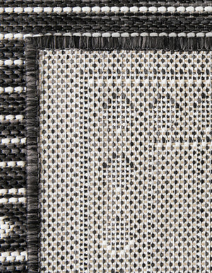 Black and White 7' 10 x 7' 10 Outdoor Traditional Square Area Rug Weather Resistant for Patio, Deck, Terrace, Balcony, Porch Classical Design Outside Carpet for Sale at Rug Engine
