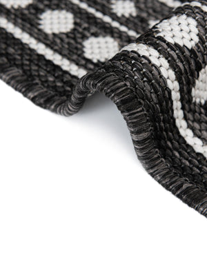 Black and White 10' x 10' Outdoor Traditional Square Area Rug Weather Resistant for Patio, Deck, Terrace, Balcony, Porch Classical Design Outside Carpet for Sale at Rug Engine