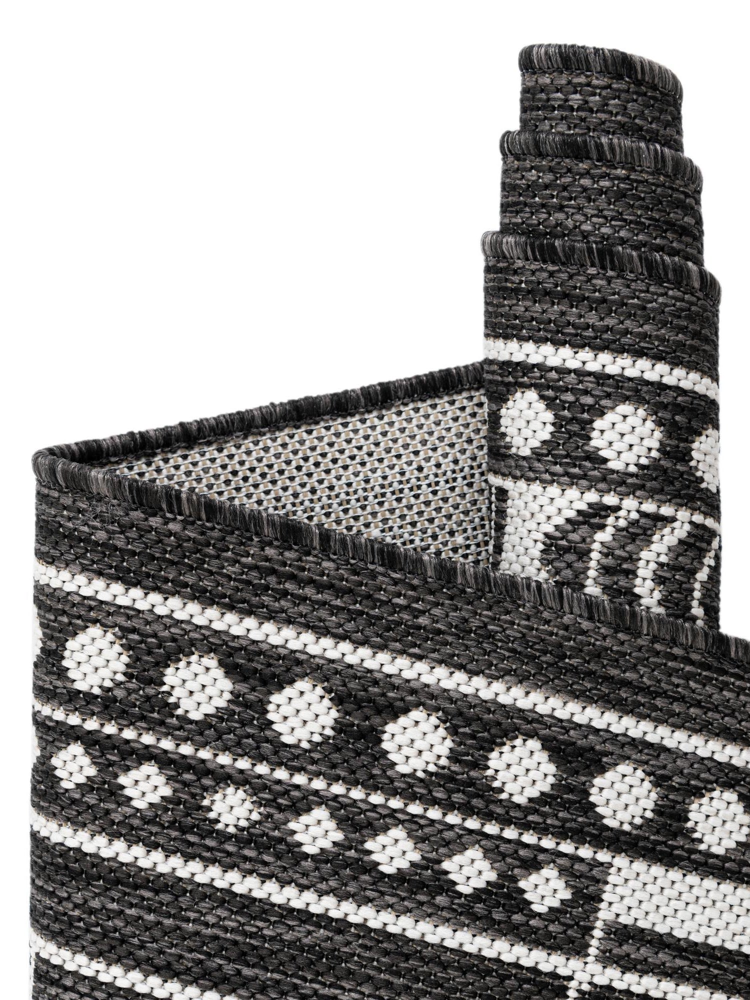 Black and White 7' 10 x 7' 10 Outdoor Traditional Square Area Rug Weather Resistant for Patio, Deck, Terrace, Balcony, Porch Classical Design Outside Carpet for Sale at Rug Engine
