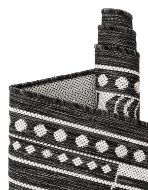 Black and White 7' 10 x 7' 10 Outdoor Traditional Square Area Rug Weather Resistant for Patio, Deck, Terrace, Balcony, Porch Classical Design Outside Carpet for Sale at Rug Engine