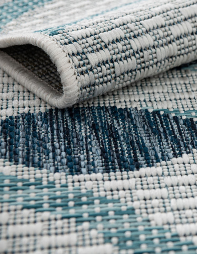 Blue 6' 1 x 9' Outdoor Coastal Rectangle Area Rug Weather Resistant for Patio, Deck, Terrace, Balcony, Porch 100% Polypropylene Coastal Decor Carpet for Sale at Rug Engine