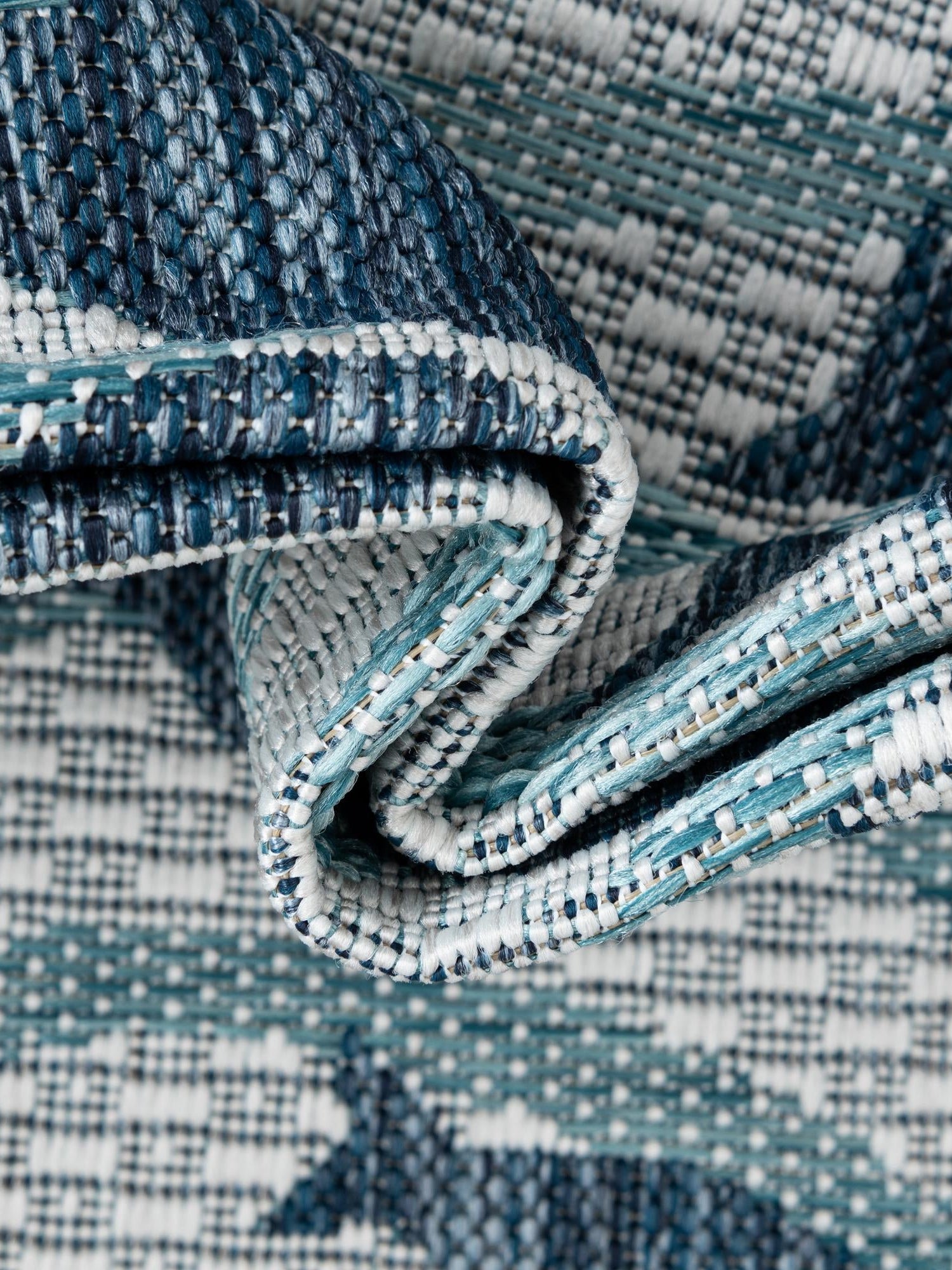 Blue 6' 1 x 9' Outdoor Coastal Rectangle Area Rug Weather Resistant for Patio, Deck, Terrace, Balcony, Porch 100% Polypropylene Coastal Decor Carpet for Sale at Rug Engine