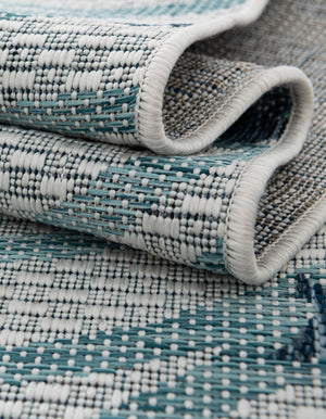 Blue 5' 3 x 7' 1 Outdoor Coastal Rectangle Area Rug Weather Resistant for Patio, Deck, Terrace, Balcony, Porch 100% Polypropylene Coastal Decor Carpet for Sale at Rug Engine