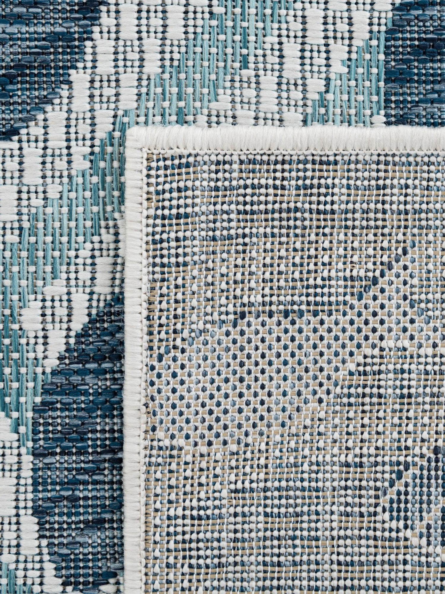 Blue 2' x 8' Outdoor Coastal Runner Area Rug Weather Resistant for Patio, Deck, Terrace, Balcony, Porch 100% Polypropylene Coastal Decor Carpet for Sale at Rug Engine