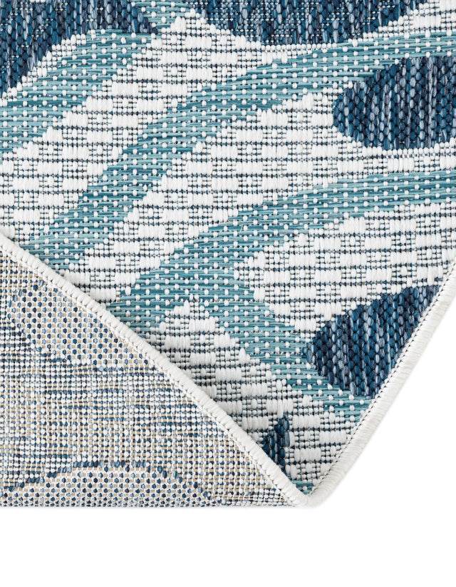 Blue 5' 3 x 5' 3 Outdoor Coastal Round Area Rug Weather Resistant for Patio, Deck, Terrace, Balcony, Porch 100% Polypropylene Coastal Decor Carpet for Sale at Rug Engine