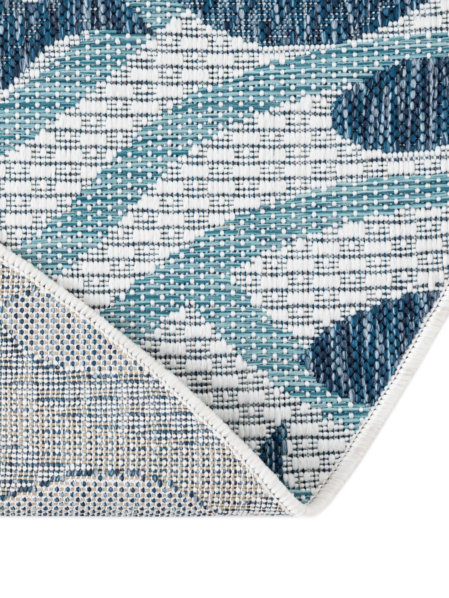 Blue 3' 1 x 3' 1 Outdoor Coastal Round Area Rug Weather Resistant for Patio, Deck, Terrace, Balcony, Porch 100% Polypropylene Coastal Decor Carpet for Sale at Rug Engine