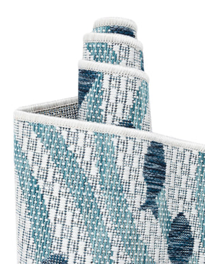 Blue 5' 3 x 5' 3 Outdoor Coastal Round Area Rug Weather Resistant for Patio, Deck, Terrace, Balcony, Porch 100% Polypropylene Coastal Decor Carpet for Sale at Rug Engine