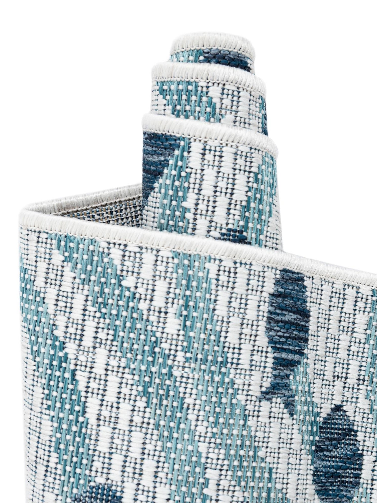 Blue 4' 1 x 4' 1 Outdoor Coastal Round Area Rug Weather Resistant for Patio, Deck, Terrace, Balcony, Porch 100% Polypropylene Coastal Decor Carpet for Sale at Rug Engine