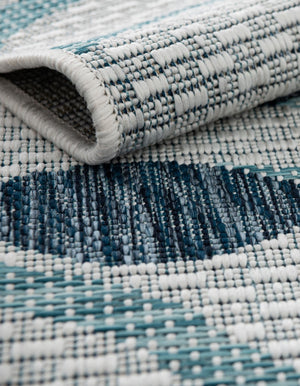 Blue 6' 1 x 6' 1 Outdoor Coastal Square Area Rug Weather Resistant for Patio, Deck, Terrace, Balcony, Porch 100% Polypropylene Coastal Decor Carpet for Sale at Rug Engine