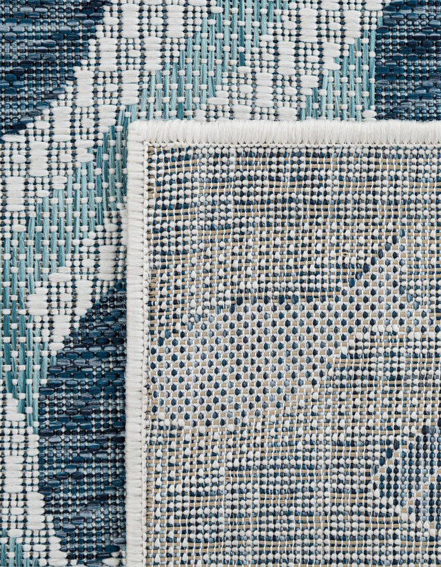 Blue 6' 1 x 6' 1 Outdoor Coastal Square Area Rug Weather Resistant for Patio, Deck, Terrace, Balcony, Porch 100% Polypropylene Coastal Decor Carpet for Sale at Rug Engine