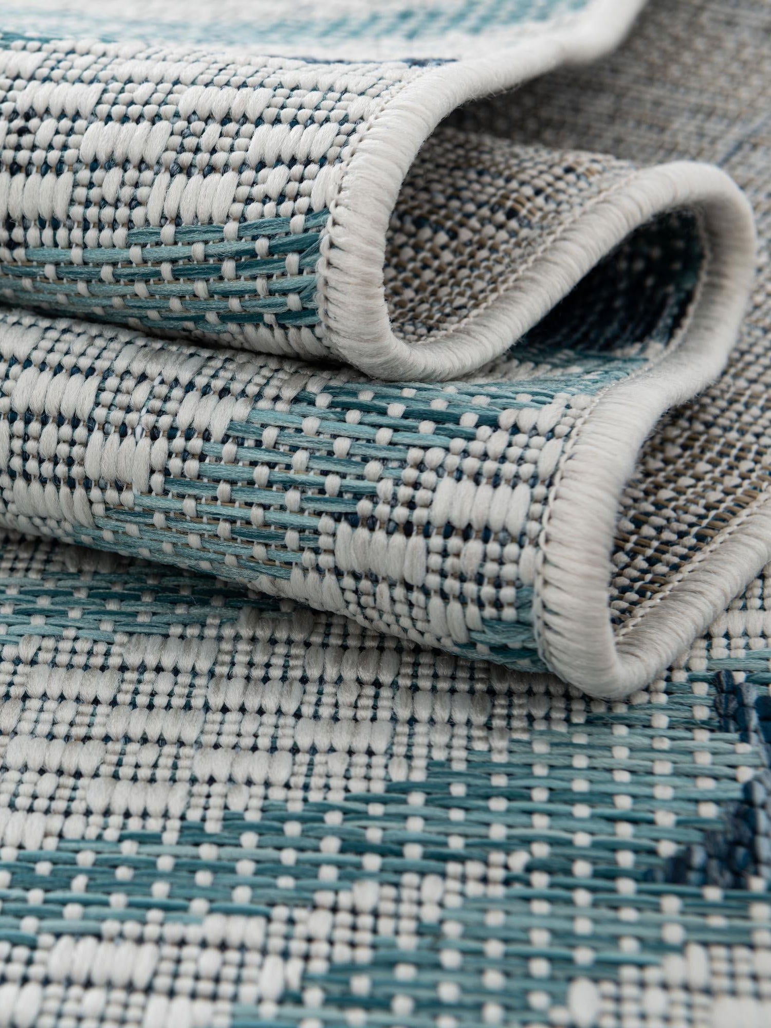 Blue 6' 1 x 6' 1 Outdoor Coastal Square Area Rug Weather Resistant for Patio, Deck, Terrace, Balcony, Porch 100% Polypropylene Coastal Decor Carpet for Sale at Rug Engine