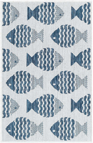 Navy Blue 2' x 3' 1 Outdoor Coastal Rectangle Area Rug Weather Resistant for Patio, Deck, Terrace, Balcony, Porch 100% Polypropylene Coastal Decor Carpet for Sale at Rug Engine