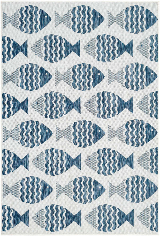 Navy Blue 4' 1 x 6' 1 Outdoor Coastal Rectangle Rug