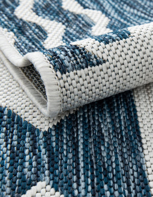 Navy Blue 5' 3 x 7' 1 Outdoor Coastal Rectangle Area Rug Weather Resistant for Patio, Deck, Terrace, Balcony, Porch 100% Polypropylene Coastal Decor Carpet for Sale at Rug Engine