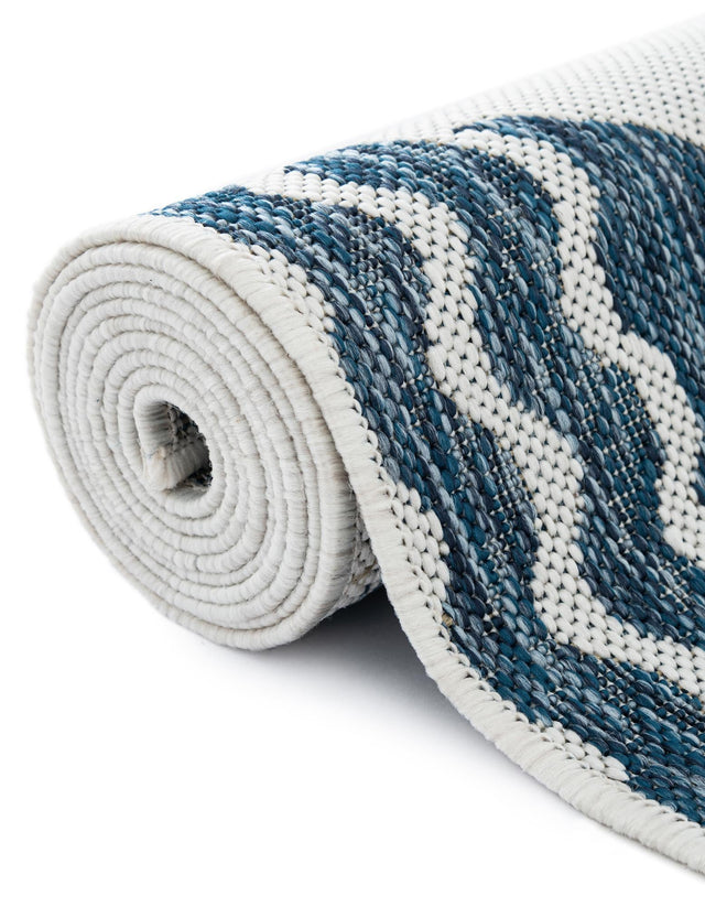 Navy Blue 5' 3 x 7' 1 Outdoor Coastal Rectangle Area Rug Weather Resistant for Patio, Deck, Terrace, Balcony, Porch 100% Polypropylene Coastal Decor Carpet for Sale at Rug Engine