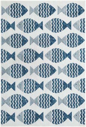 Navy Blue 5' 3 x 8' Outdoor Coastal Rectangle Area Rug Weather Resistant for Patio, Deck, Terrace, Balcony, Porch 100% Polypropylene Coastal Decor Carpet for Sale at Rug Engine