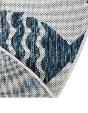 Navy Blue 4' 1 x 4' 1 Outdoor Coastal Round Area Rug Weather Resistant for Patio, Deck, Terrace, Balcony, Porch 100% Polypropylene Coastal Decor Carpet for Sale at Rug Engine