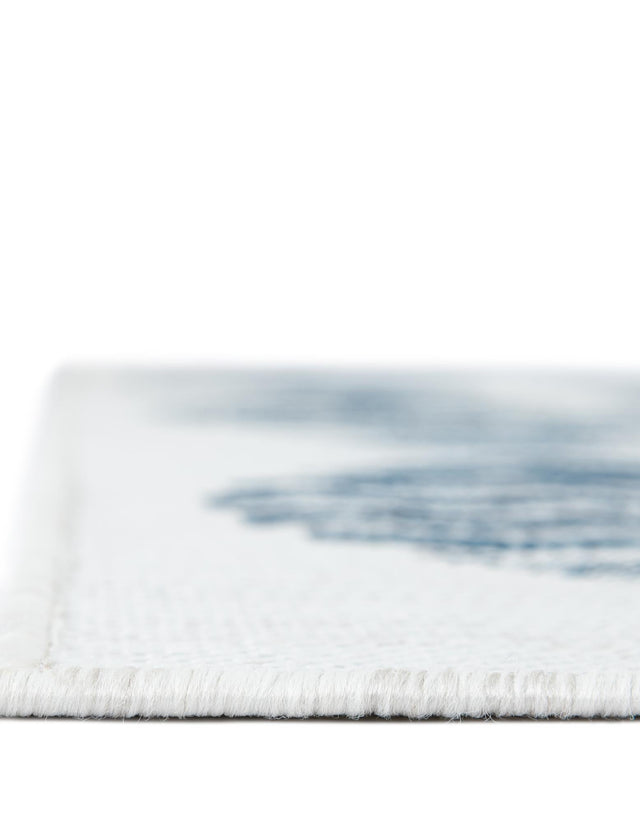 Navy Blue 5' 3 x 5' 3 Outdoor Coastal Square Area Rug Weather Resistant for Patio, Deck, Terrace, Balcony, Porch 100% Polypropylene Coastal Decor Carpet for Sale at Rug Engine