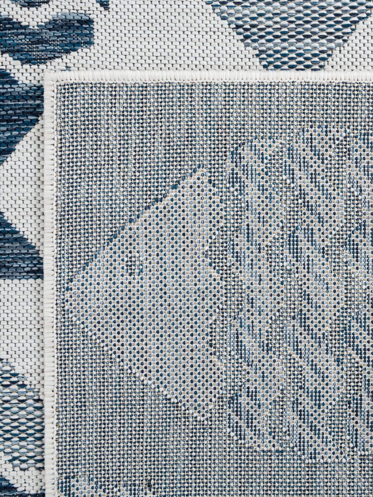 Navy Blue 7' 10 x 7' 10 Outdoor Coastal Square Area Rug Weather Resistant for Patio, Deck, Terrace, Balcony, Porch 100% Polypropylene Coastal Decor Carpet for Sale at Rug Engine