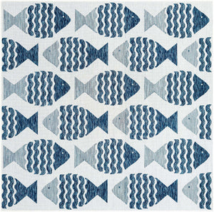 Navy Blue 7' 10 x 7' 10 Outdoor Coastal Square Area Rug Weather Resistant for Patio, Deck, Terrace, Balcony, Porch 100% Polypropylene Coastal Decor Carpet for Sale at Rug Engine