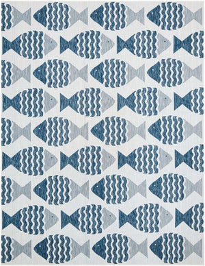Navy Blue 9' x 12' Outdoor Coastal Rectangle Area Rug Weather Resistant for Patio, Deck, Terrace, Balcony, Porch 100% Polypropylene Coastal Decor Carpet for Sale at Rug Engine