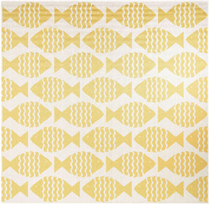 Yellow 10' x 10' Outdoor Coastal Square Rug