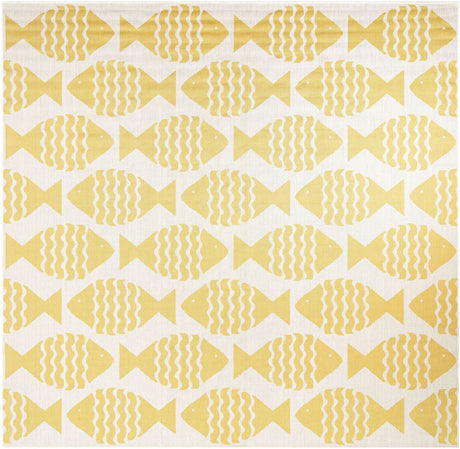 Yellow 10' x 10' Outdoor Coastal Square Rug
