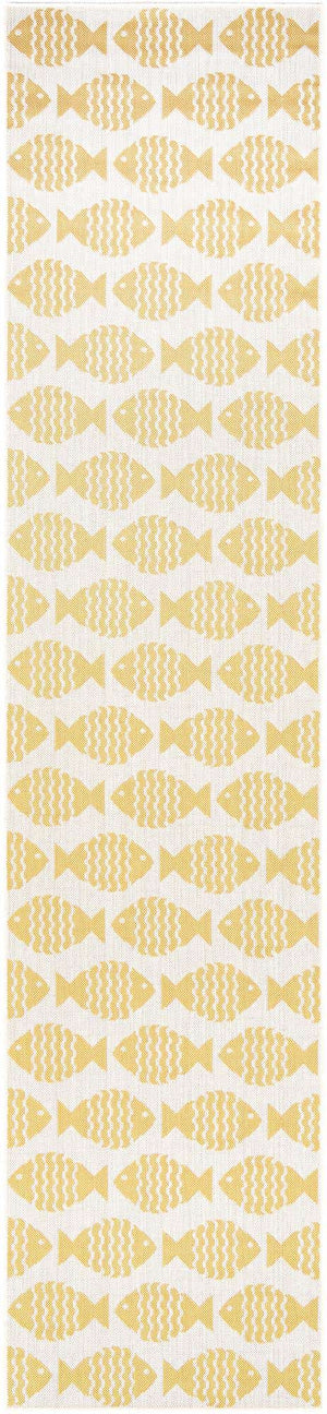 Yellow 2' 7 x 12' Outdoor Coastal Runner Area Rug Weather Resistant for Patio, Deck, Terrace, Balcony, Porch 100% Polypropylene Coastal Decor Carpet for Sale at Rug Engine