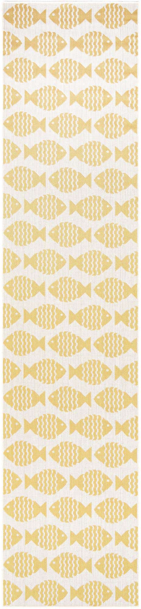 Yellow 2' 7 x 12' Outdoor Coastal Runner Area Rug Weather Resistant for Patio, Deck, Terrace, Balcony, Porch 100% Polypropylene Coastal Decor Carpet for Sale at Rug Engine